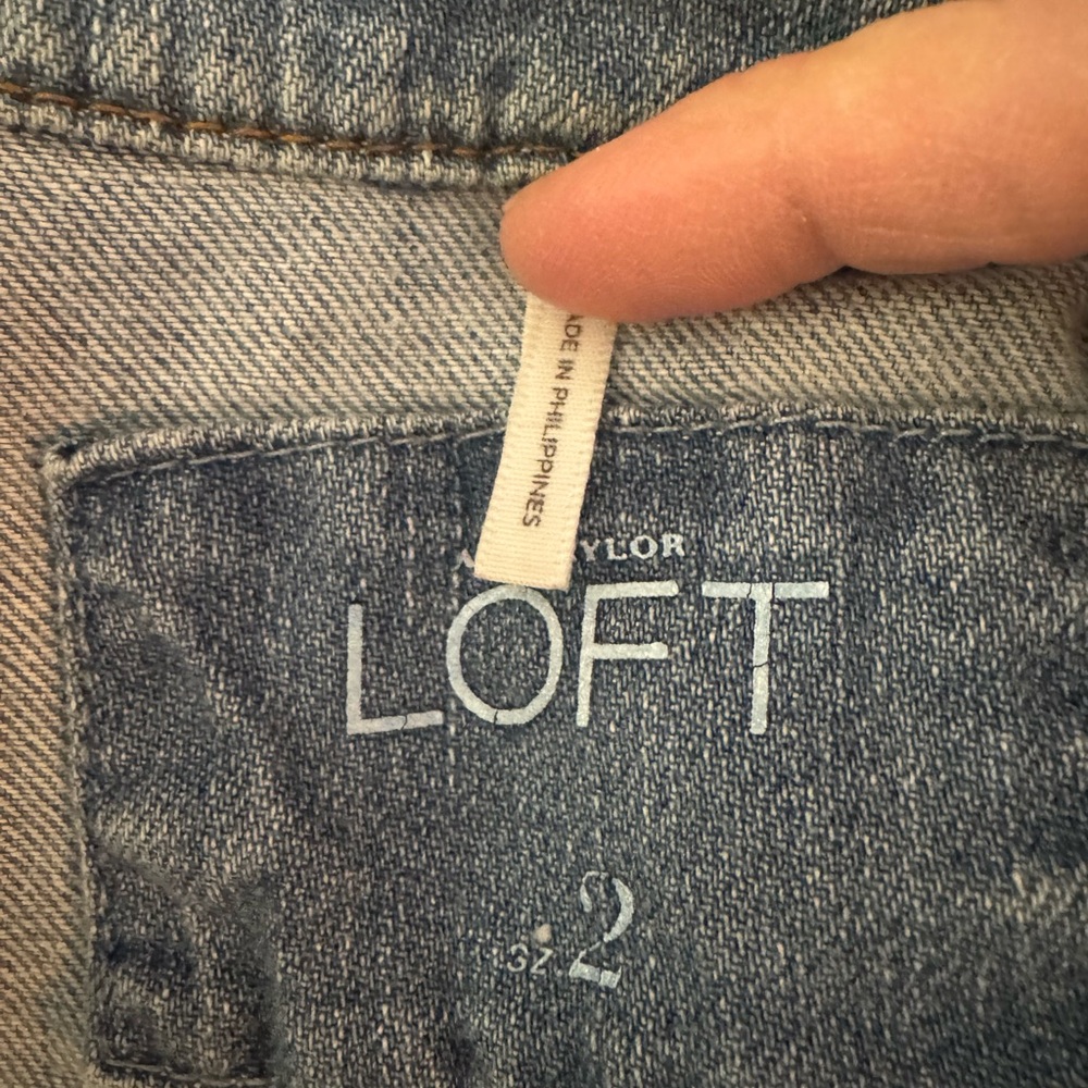 Loft Soldier Style Light Blue Denim Jean Jacket Coat Size 2 - Picture 5 of 13